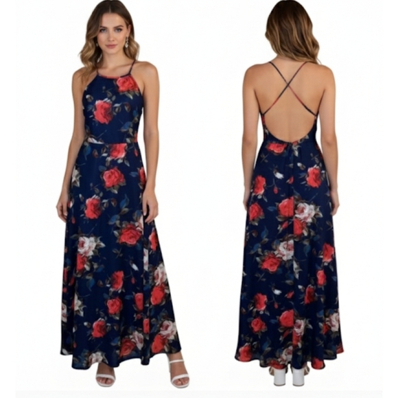 Lulus Dresses & Skirts - HP💕💕Lulu's  adventure seekers blue red floral maxi dress size M